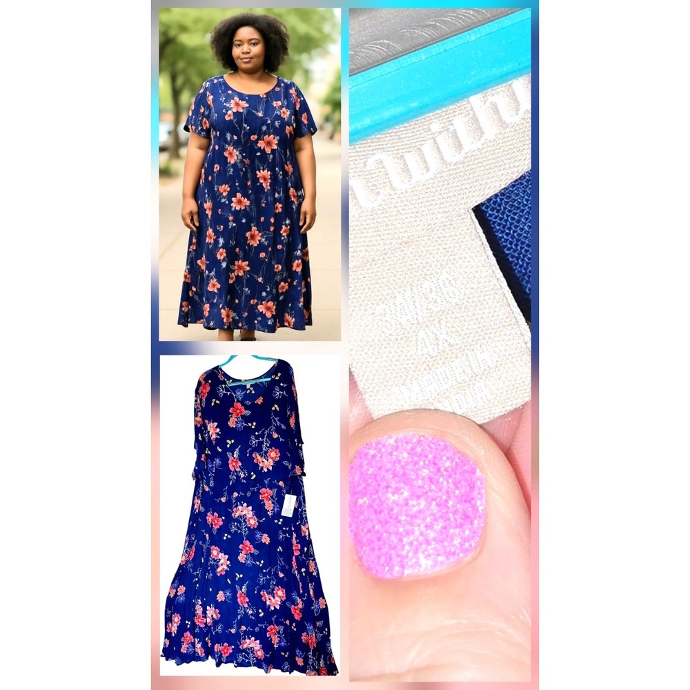 Woman Within Maxi House Dress‎ Size 4x 34/36 Multicolor Floral Flowy Crinkle